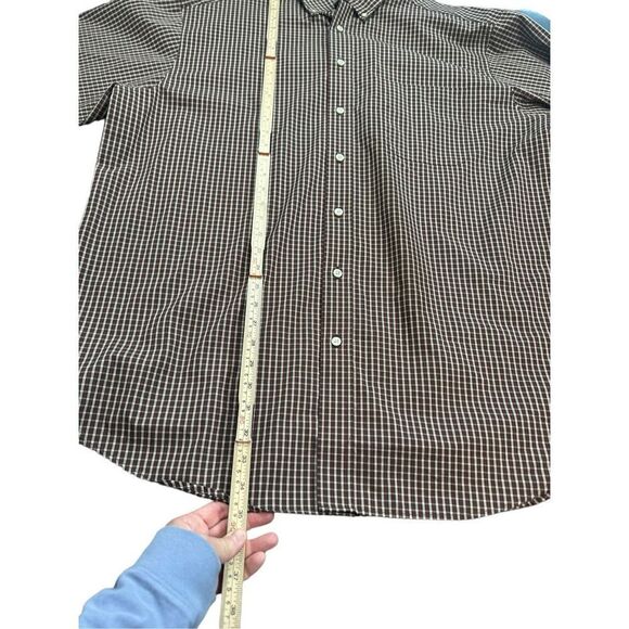 Round Tree & Yorke Travel Smart Sz 2XT Tall Long Sleeve Button-Down Brown Shirt - Picture 5 of 10